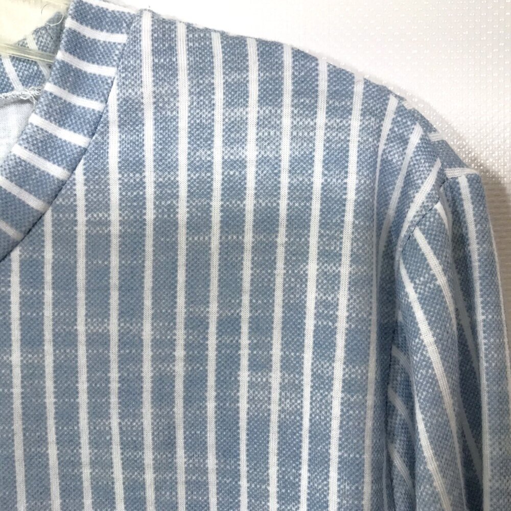 Long Sleeve Casual Striped Knit Top Blue White XL - Picture 3 of 7